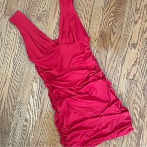 AMAZON ruched stretchy red mini dress